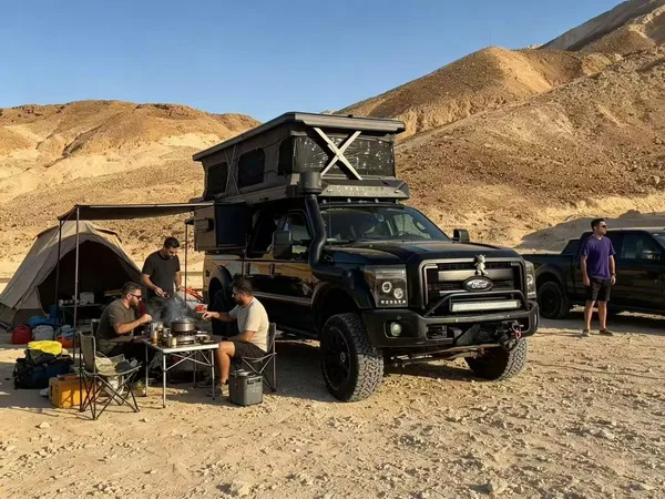 At camp with friends