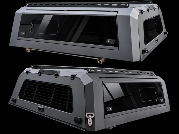 Aluminium ute canopy in grey and black finishes
